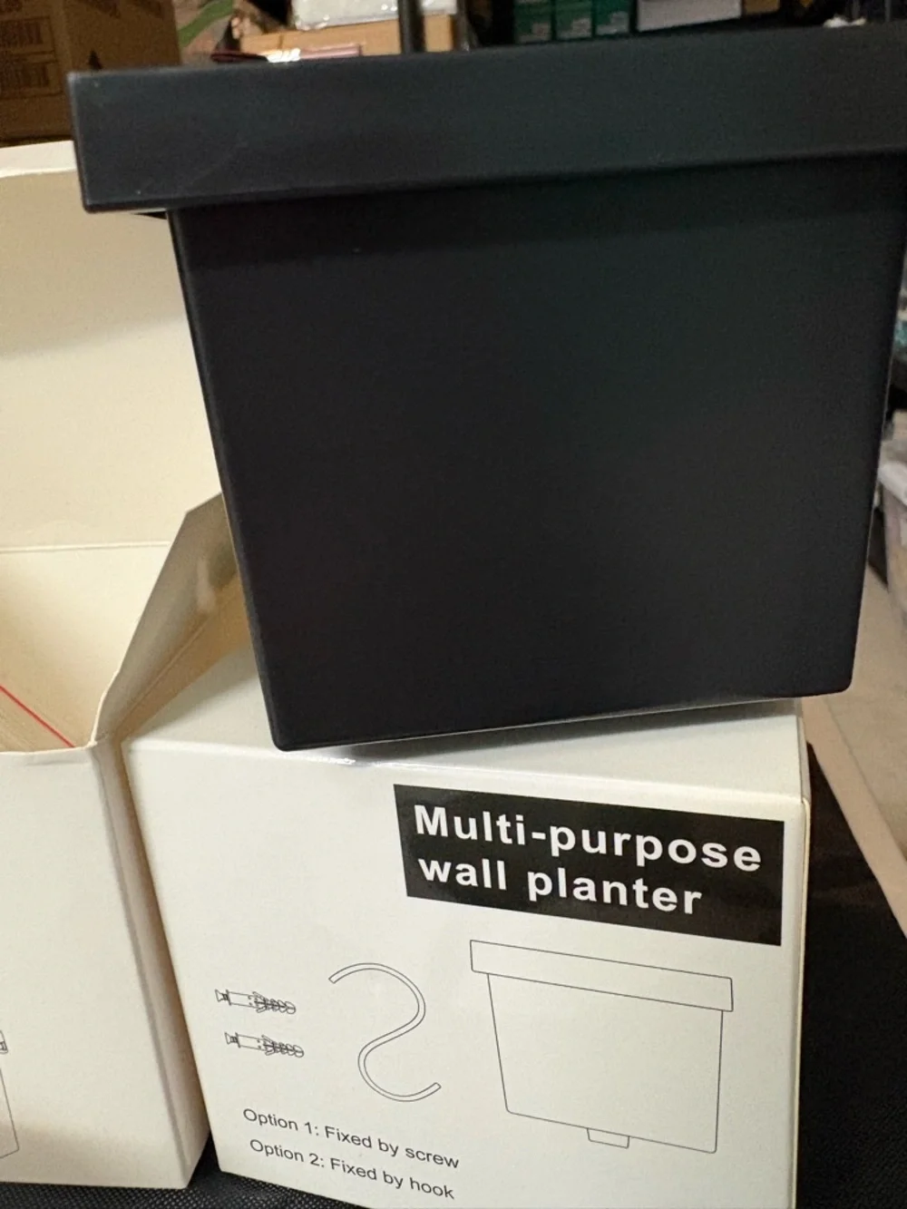2 pack Multi-purpose Wall Planter Box - Black